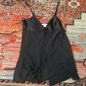 Victoria's Secret Black Satin And Semi Sheer Tie Front Teddy Lingerie